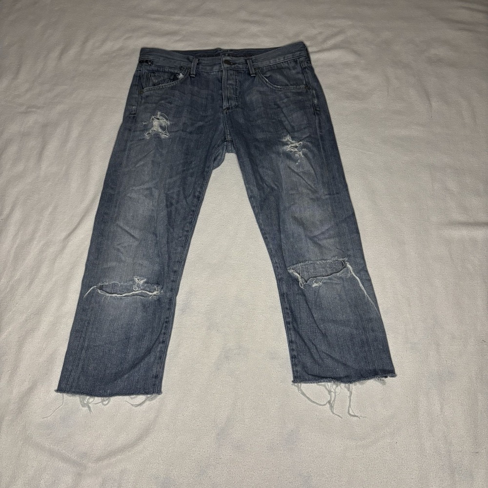 Citizens of Humanity Jeans Women 26 Blue Excellent Distressed Straight Raw Hem‎